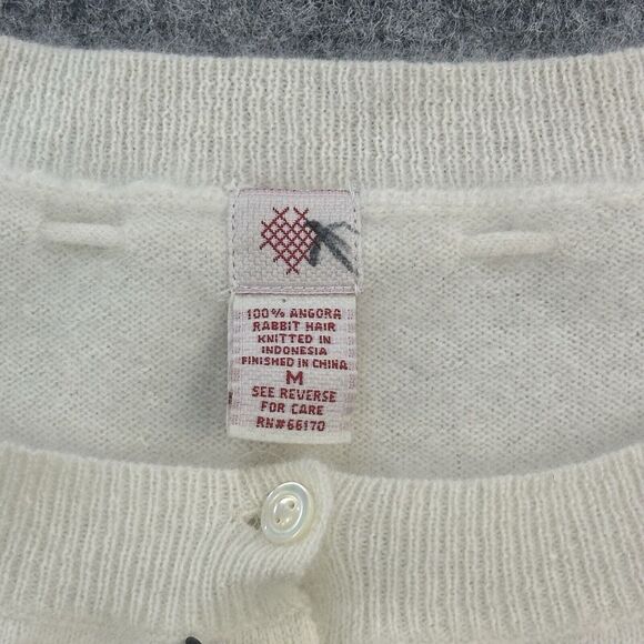 Vintage 90s Urban Outfitter Mohair Sweater Women Medium Cream Cardigan Coquette - Picture 3 of 14